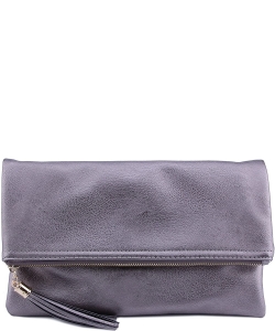 Envelope Foldover Wristlet Clutch Crossbody Bag with Chain Strap LP048 PEWTER